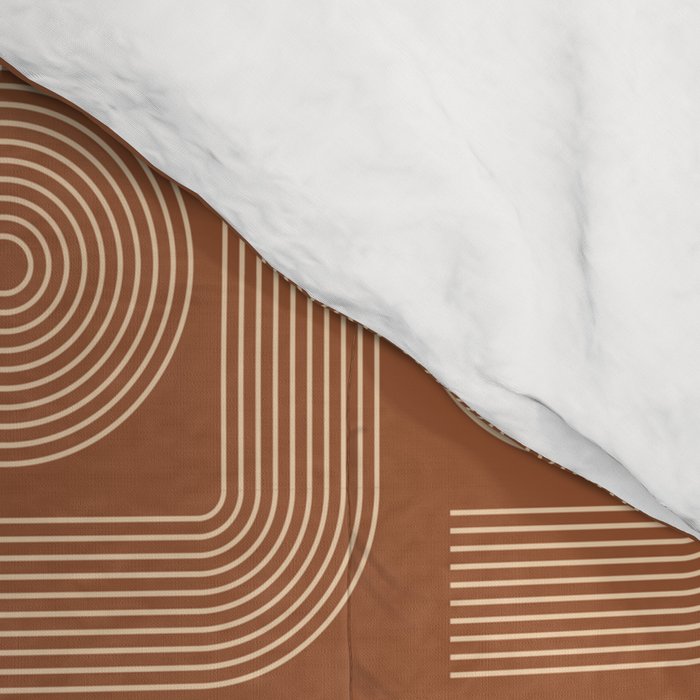 Geometric Lines in Terracotta and Beige 76 (Mid century Midern Rainbow Abstract) Comforter Gallery Image 4