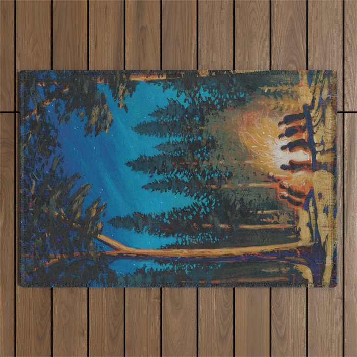campfire gathering Outdoor Rug Gallery Image 1