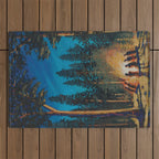 campfire gathering Outdoor Rug Gallery Image 1