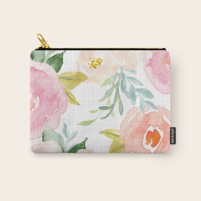 Sweet Pink Blooms (Floral 02) Carry All Pouch Gallery Image 1