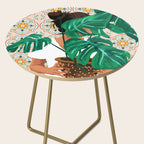 Monstera Plant Lady | Modern Bohemian Morocco Decor | Tropical Botanical Tiles Side Table Gallery Image 2