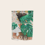 Monstera Plant Lady | Modern Bohemian Morocco Decor | Tropical Botanical Tiles Wall Hanging Gallery Image 1