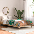 Monstera Plant Lady | Modern Bohemian Morocco Decor | Tropical Botanical Tiles Comforter Gallery Image 2