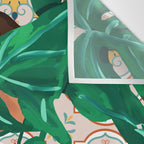 Monstera Plant Lady | Modern Bohemian Morocco Decor | Tropical Botanical Tiles Wall Tapestry Gallery Image 3