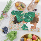 Monstera Plant Lady | Modern Bohemian Morocco Decor | Tropical Botanical Tiles Cutting Board Gallery Image 2