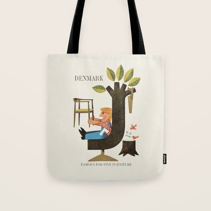 Denmark Vintage travel poster, 1960s Tote Bag Gallery Image 1