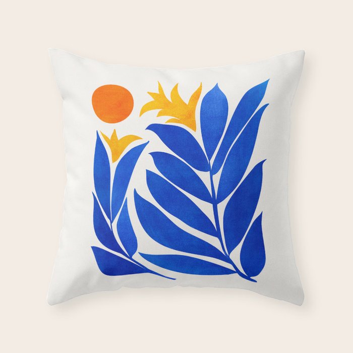 Community Garden Mid Century Abtract Throw Pillow Gallery Image 1