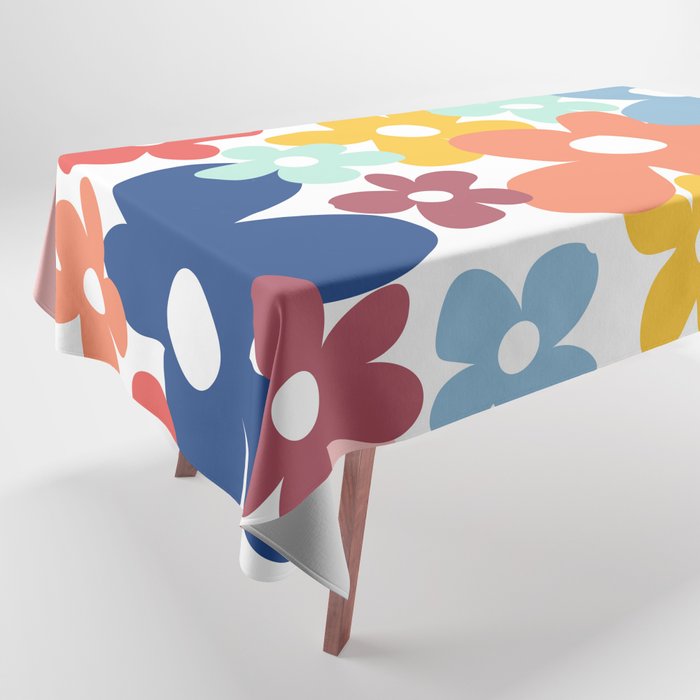 Wall Flower, Retro, Colorful, Floral Prints Tablecloth Gallery Image 1