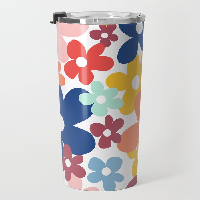 Wall Flower, Retro, Colorful, Floral Prints Travel Mug Gallery Image 3