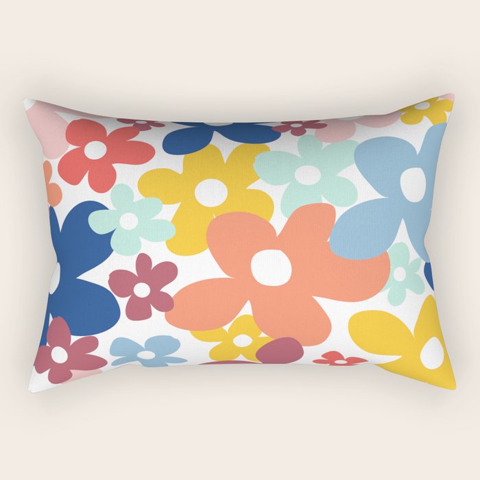 Wall Flower, Retro, Colorful, Floral Prints Rectangular Pillow Gallery Image 1