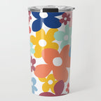 Wall Flower, Retro, Colorful, Floral Prints Travel Mug Gallery Image 1