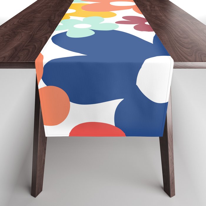 Wall Flower, Retro, Colorful, Floral Prints Table Runner Gallery Image 1