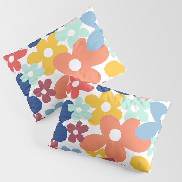 Wall Flower, Retro, Colorful, Floral Prints Pillow Sham Gallery Image 1