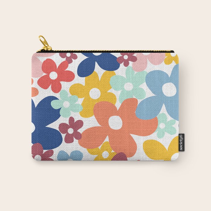 Wall Flower, Retro, Colorful, Floral Prints Carry All Pouch Gallery Image 1