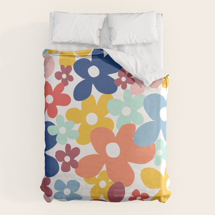 Wall Flower, Retro, Colorful, Floral Prints Duvet Cover Gallery Image 6