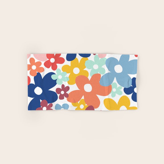 Wall Flower, Retro, Colorful, Floral Prints Bath Towel Gallery Image 1