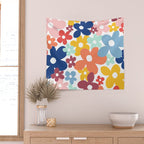 Wall Flower, Retro, Colorful, Floral Prints Wall Tapestry Gallery Image 2