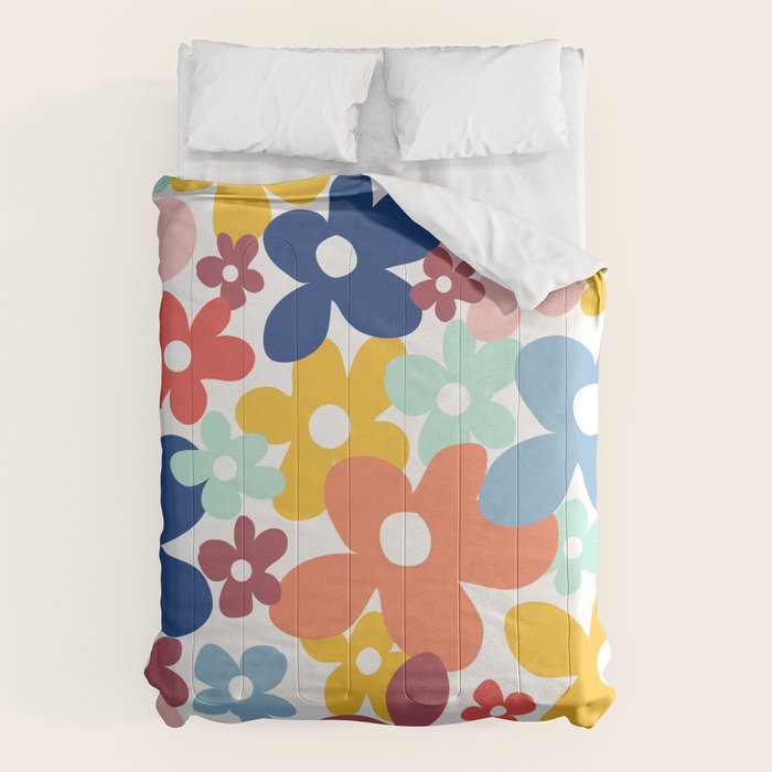 Wall Flower, Retro, Colorful, Floral Prints Comforter Gallery Image 6