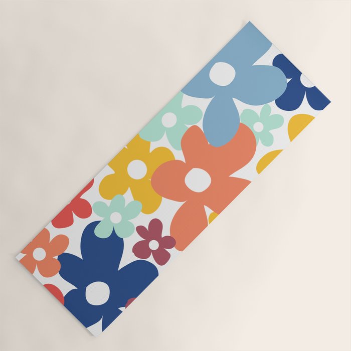 Wall Flower, Retro, Colorful, Floral Prints Yoga Mat Gallery Image 1