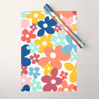 Wall Flower, Retro, Colorful, Floral Prints Wrapping Paper Gallery Image 1