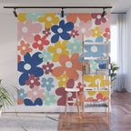 Wall Flower, Retro, Colorful, Floral Prints Wall Mural Gallery Image 1