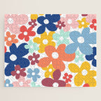 Wall Flower, Retro, Colorful, Floral Prints Jigsaw Puzzle Gallery Image 1