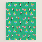 Happy Tropical Jungle Birds Toucan Hummingbird Parrot Green Jigsaw Puzzle Gallery Image 1
