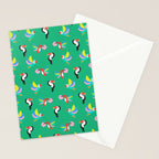 Happy Tropical Jungle Birds Toucan Hummingbird Parrot Green Stationery Card Gallery Image 2