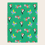 Happy Tropical Jungle Birds Toucan Hummingbird Parrot Green Poster Gallery Image 4