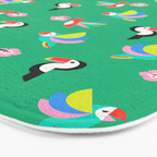 Happy Tropical Jungle Birds Toucan Hummingbird Parrot Green Bath Mat Gallery Image 3