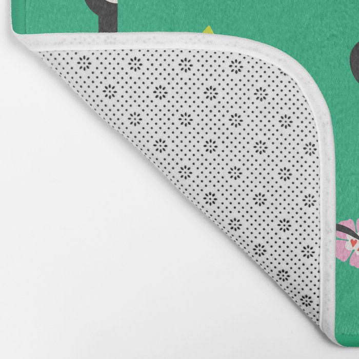 Happy Tropical Jungle Birds Toucan Hummingbird Parrot Green Bath Mat Gallery Image 2