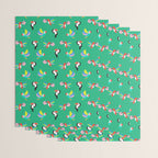 Happy Tropical Jungle Birds Toucan Hummingbird Parrot Green Wrapping Paper Gallery Image 3