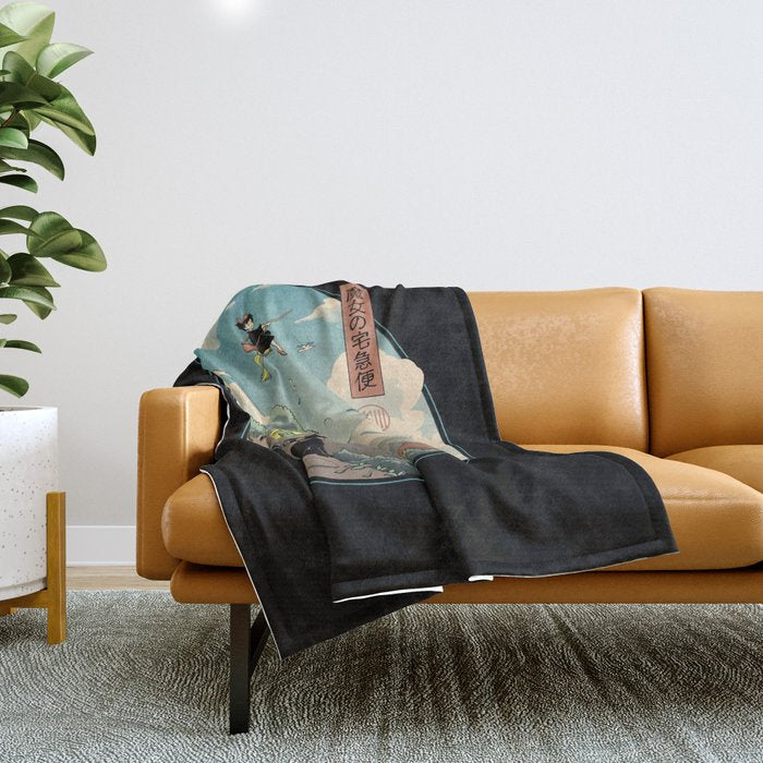 Ukiyo-e Delivery Throw Blanket Gallery Image 1