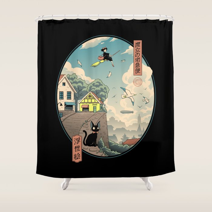 Ukiyo-e Delivery Shower Curtain Gallery Image 1