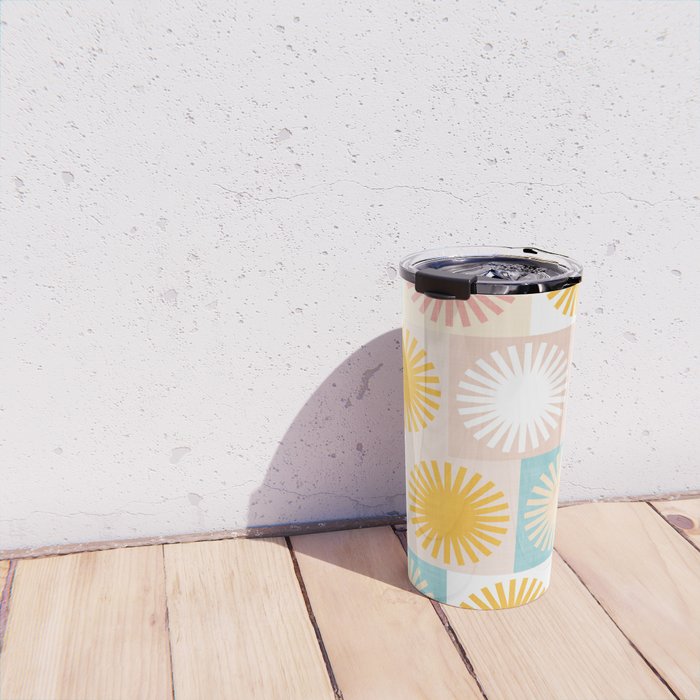 Sunny Checks Plaid pattern in pastels Travel Mug Gallery Image 4