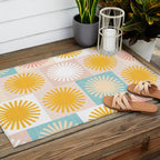 Sunny Checks Plaid pattern in pastels Outdoor Rug Gallery Image 2