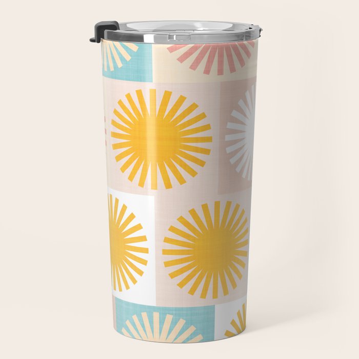 Sunny Checks Plaid pattern in pastels Travel Mug Gallery Image 3