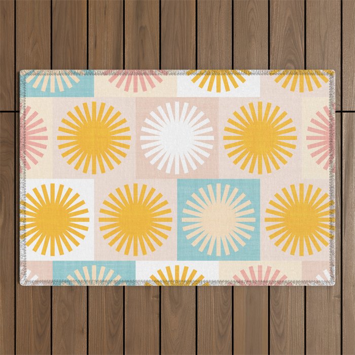 Sunny Checks Plaid pattern in pastels Outdoor Rug Gallery Image 1