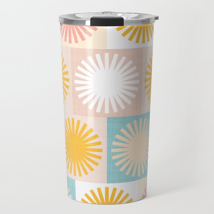 Sunny Checks Plaid pattern in pastels Travel Mug Gallery Image 1