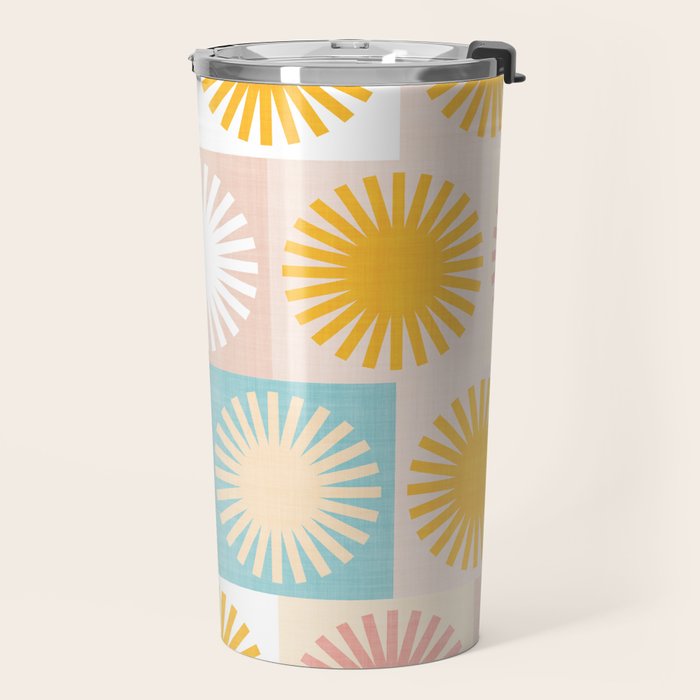 Sunny Checks Plaid pattern in pastels Travel Mug Gallery Image 2