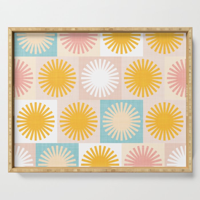 Sunny Checks Plaid pattern in pastels Serving Tray Gallery Image 1