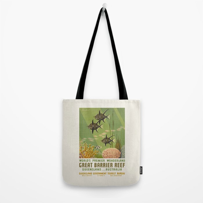 Great Barrier Reef, Queensland - Vintage australian travel poster, 1930s Tote Bag Gallery Image 2