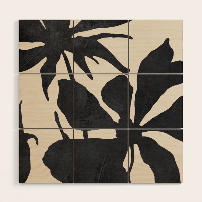 Abstract Art Minimal Flowers 3 Wood Wall Art Gallery Image 1