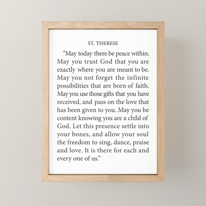 St. Therese Quote, May Today There be Peace, Mini Art Print Gallery Image 1