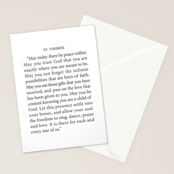 St. Therese Quote, May Today There be Peace, Stationery Card Gallery Image 2
