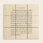 St. Therese Quote, May Today There be Peace, Wood Wall Art Gallery Image 1
