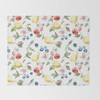 Lemon Berries and Cherries Watercolor Pattern Throw Blanket Gallery Image 2