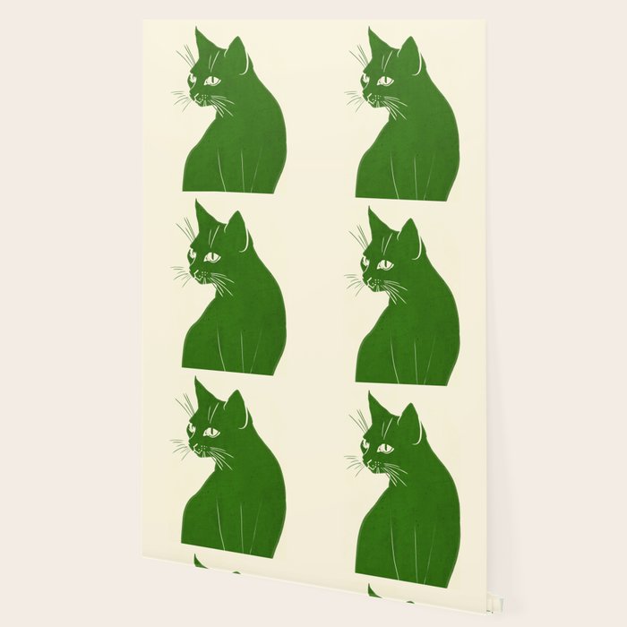 Minimalist Green Cat Wallpaper Gallery Image 2