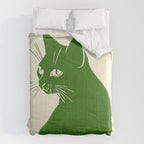 Minimalist Green Cat Comforter Gallery Image 6