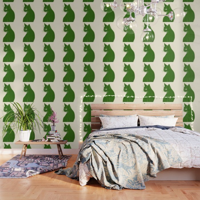 Minimalist Green Cat Wallpaper Gallery Image 3